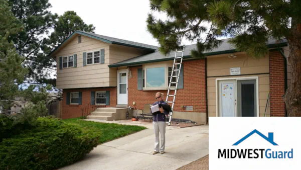 Title Tag: Step 1: Documenting Storm Damage for Your Insurance Claim Professional documenting roof and siding storm damage at a Missouri residence for an insurance claim.
